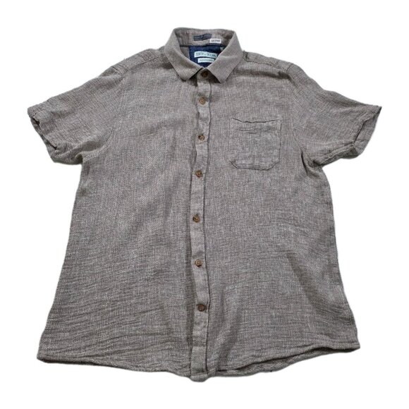 Tenth + Ocean Linen Blend Shirt Mens M Heathered Beige SS Lightweight Breathable - Picture 1 of 12